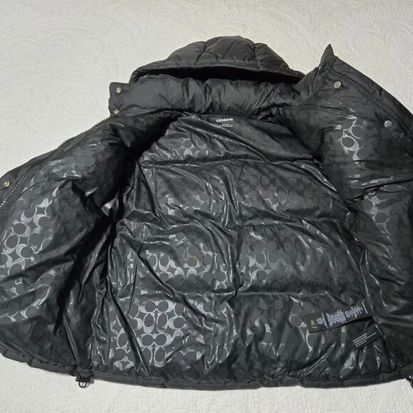 COACH Down Puffer Hooded Coat ~ Women’s ~ Medium ~ Black - Picture 13 of 16